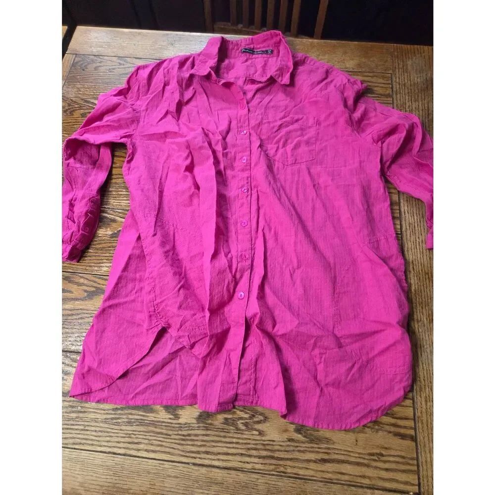 Gudrun Sjoden pink button cotton shirt sz Large